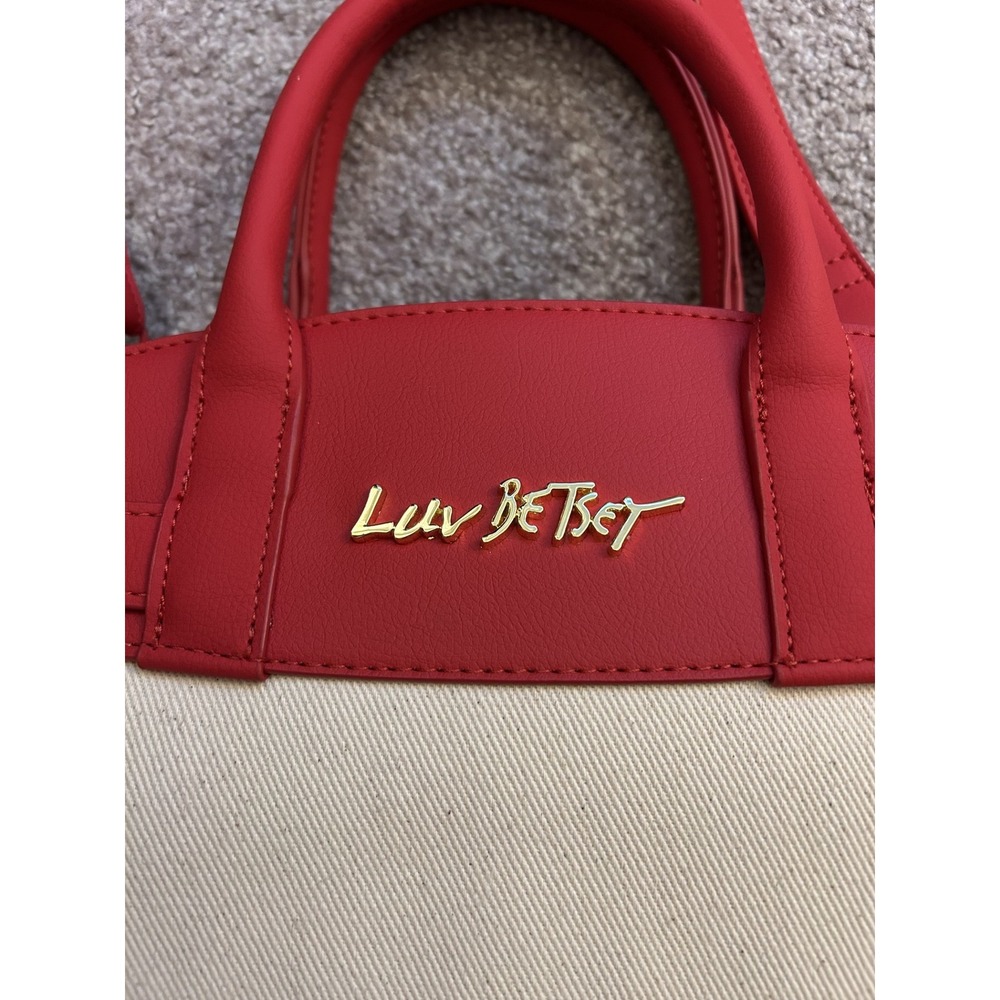 Luv Betsey by Betsey Johnson Satchel Womens Small Red Cream NEW Heart Crossbody - Picture 6 of 15